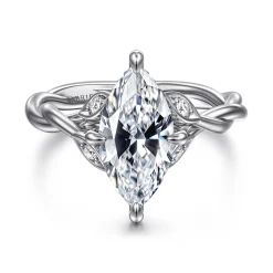 Hot Gabriel & Co. Daija - 14K White Gold Twisted Marquise Diamond Engagement Ring