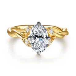 Online Gabriel & Co. Daija - 14K White-Yellow Gold Twisted Oval Diamond Engagement Ring