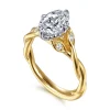 Clearance Gabriel & Co. Daija - 14K Yellow Gold Twisted Oval Diamond Engagement Ring