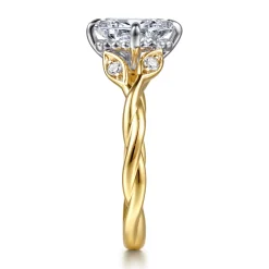 Clearance Gabriel & Co. Daija - 14K Yellow Gold Twisted Oval Diamond Engagement Ring