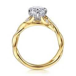 Clearance Gabriel & Co. Daija - 14K Yellow Gold Twisted Oval Diamond Engagement Ring