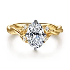 Clearance Gabriel & Co. Daija - 14K Yellow Gold Twisted Oval Diamond Engagement Ring