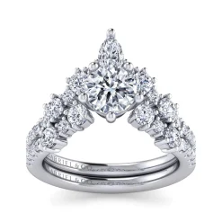 New Gabriel & Co. Daina - 14K White Gold Chevron Round Diamond Engagement Ring