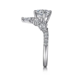 New Gabriel & Co. Daina - 14K White Gold Chevron Round Diamond Engagement Ring