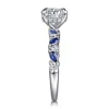 Gabriel & Co. Damiana - 14K White Gold Round Sapphire and Diamond Engagement Ring