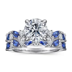 Gabriel & Co. Damiana - 14K White Gold Round Sapphire and Diamond Engagement Ring