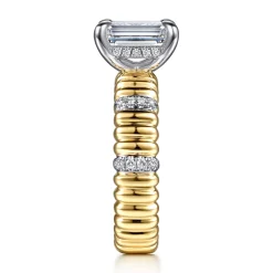 Discount Gabriel & Co. Danette - 14K White-Yellow Gold Emerald Cut Diamond Engagement Ring