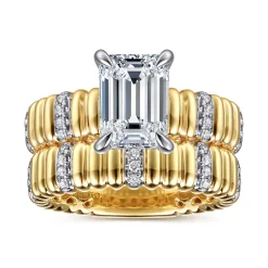 Discount Gabriel & Co. Danette - 14K White-Yellow Gold Emerald Cut Diamond Engagement Ring