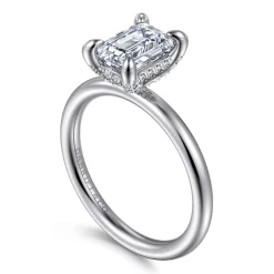 Best Gabriel & Co. Daniele - 14K White Gold Emerald Cut Solitaire Diamond Engagement Ring