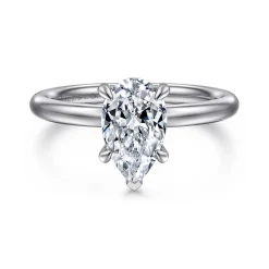 Sale Gabriel & Co. Daniele - 14K White Gold Pear Shape Solitaire Diamond Engagement Ring