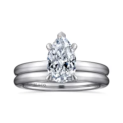 Sale Gabriel & Co. Daniele - 14K White Gold Pear Shape Solitaire Diamond Engagement Ring