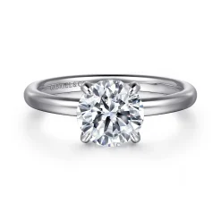 New Gabriel & Co. Daniele - 14K White Gold Round Solitaire Diamond Engagement Ring