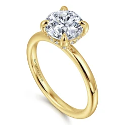 New Gabriel & Co. Daniele - 14K Yellow Gold Round Solitaire Diamond Engagement Ring