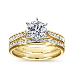 New Gabriel & Co. Danielle - 14K White-Yellow Gold Round Diamond Channel Set Engagement Ring