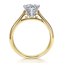 New Gabriel & Co. Danielle - 14K White-Yellow Gold Round Diamond Channel Set Engagement Ring
