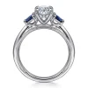 Outlet Gabriel & Co. Dani - 14K White Gold Round Diamond and Sapphire Engagement Ring