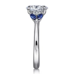 Outlet Gabriel & Co. Dani - 14K White Gold Round Diamond and Sapphire Engagement Ring