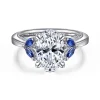 Best Gabriel & Co. Dani - 14K White Gold Round Diamond and Sapphire Engagement Ring
