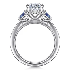 Best Gabriel & Co. Dani - 14K White Gold Round Diamond and Sapphire Engagement Ring