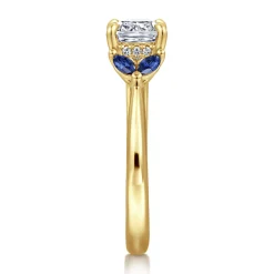 Sale Gabriel & Co. Dani - 14K Yellow Gold Cushion Cut Diamond and Sapphire Engagement Ring
