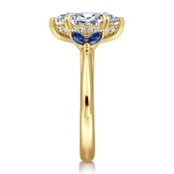 Hot Gabriel & Co. Dani - 14K Yellow Gold Marquise Shape Diamond and Sapphire Engagement Ring