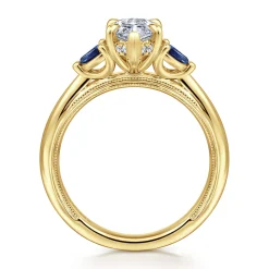 Hot Gabriel & Co. Dani - 14K Yellow Gold Marquise Shape Diamond and Sapphire Engagement Ring