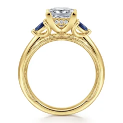 Outlet Gabriel & Co. Dani - 14K Yellow Gold Princess Cut Diamond and Sapphire Engagement Ring