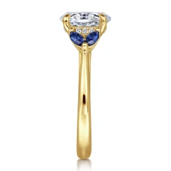 Hot Gabriel & Co. Dani - 14K Yellow Gold Round Diamond and Sapphire Engagement Ring