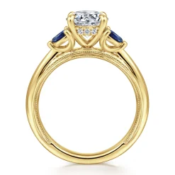 Sale Gabriel & Co. Dani - 14K Yellow Gold Round Diamond and Sapphire Engagement Ring