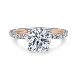 Discount Gabriel & Co. Danita - 14K White-Rose Gold Round Diamond Engagement Ring