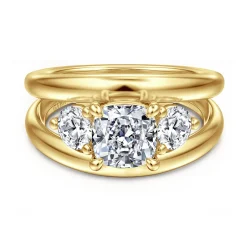Online Gabriel & Co. Danni - 14K Yellow Gold Cushion Cut Three Stone Diamond Engagement Ring