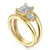 Hot Gabriel & Co. Danni - 14K Yellow Gold Emerald Cut Three Stone Diamond Engagement Ring