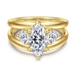 Hot Gabriel & Co. Danni - 14K Yellow Gold Marquise Shape Three Stone Diamond Engagement Ring