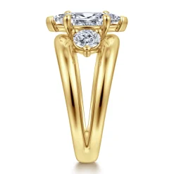 Hot Gabriel & Co. Danni - 14K Yellow Gold Marquise Shape Three Stone Diamond Engagement Ring