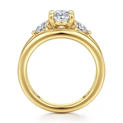 Clearance Gabriel & Co. Danni - 14K Yellow Gold Oval Three Stone Diamond Engagement Ring