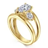 Outlet Gabriel & Co. Danni - 14K Yellow Gold Pear Shape Three Stone Diamond Engagement Ring
