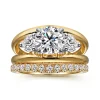 Best Gabriel & Co. Danni - 14K Yellow-White Gold Round Three Stone Split Shank Diamond Engagement Ring