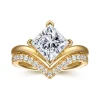 Discount Gabriel & Co. Dante - 14K Yellow Gold Chevron Princess Cut Diamond Engagement Ring