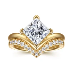Discount Gabriel & Co. Dante - 14K Yellow Gold Chevron Princess Cut Diamond Engagement Ring