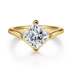 Discount Gabriel & Co. Dante - 14K Yellow Gold Chevron Princess Cut Diamond Engagement Ring