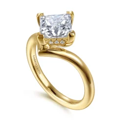 Discount Gabriel & Co. Dante - 14K Yellow Gold Chevron Princess Cut Diamond Engagement Ring