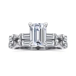 Clearance Gabriel & Co. Dariella - 14K White Gold Emerald Cut Diamond Engagement Ring