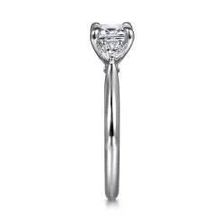 Online Gabriel & Co. Darline - 14K White Gold Emerald Cut Three Stone Lotus Diamond Engagement Ring