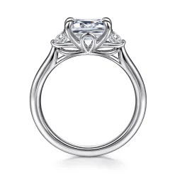 Online Gabriel & Co. Darline - 14K White Gold Emerald Cut Three Stone Lotus Diamond Engagement Ring