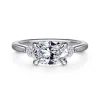 Gabriel & Co. Darline - 14K White Gold Oval Three Stone Lotus Diamond Engagement Ring