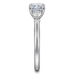 Gabriel & Co. Darline - 14K White Gold Radiant Cut Three Stone Lotus Diamond Engagement Ring