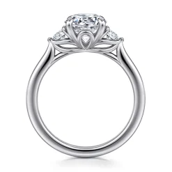 Discount Gabriel & Co. Darline - 14K White Gold Round Three Stone Lotus Diamond Engagement Ring