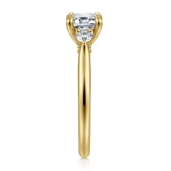 Online Gabriel & Co. Darline - 14K Yellow Gold Emerald Cut Three Stone Lotus Diamond Engagement Ring
