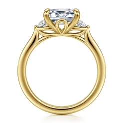 Online Gabriel & Co. Darline - 14K Yellow Gold Emerald Cut Three Stone Lotus Diamond Engagement Ring