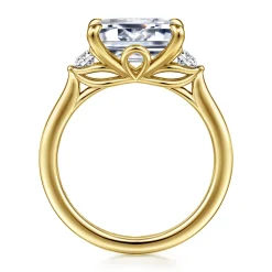 Outlet Gabriel & Co. Darline - 14K Yellow Gold Emerald Cut Three Stone Lotus Diamond Engagement Ring
